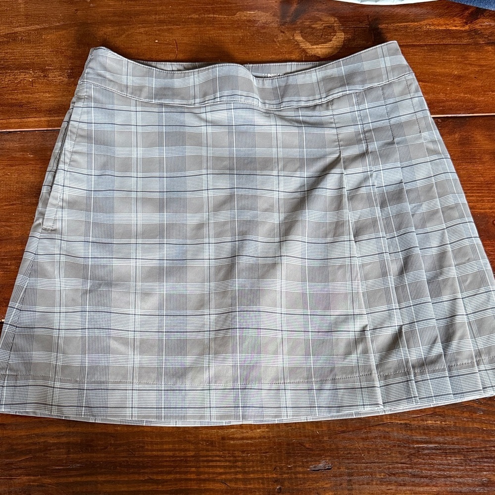 Nike Plaid Mini Skirt in Beige and Light Gray